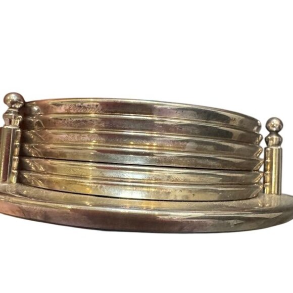 Vintage Silver Plated Noel Coasters Set Of 6 With Green Felt Backing - Picture 7 of 7